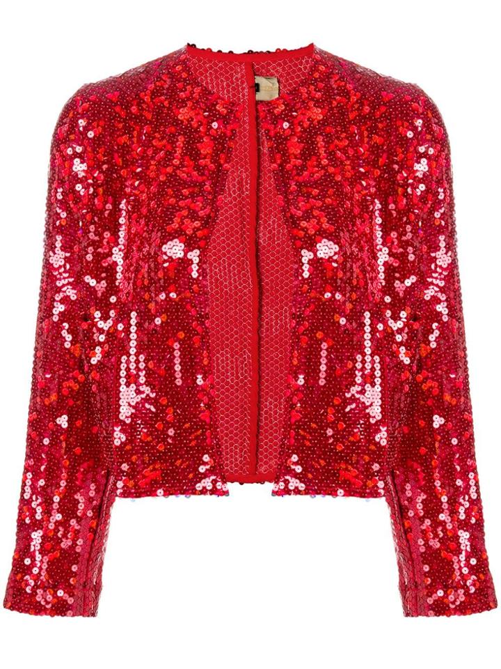 Comme Des Garçons Vintage 1999 Sequin Embellished Cropped Jacket - Red