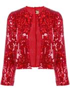Comme Des Garçons Vintage 1999 Sequin Embellished Cropped Jacket - Red