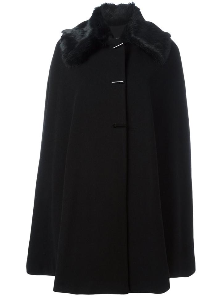 Plein Sud 'manteau Cape Col Fou' Coat, Women's, Size: 38, Black, Polyamide/viscose/cashmere/camel Fur
