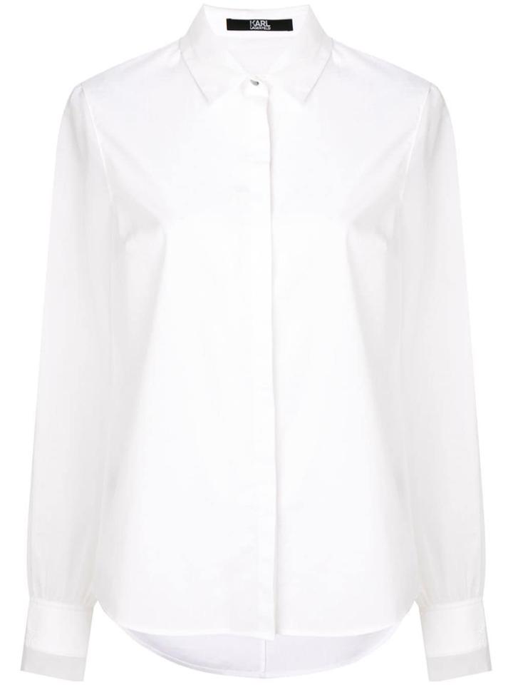 Karl Lagerfeld Poplin & Silk Organza Shirt - White