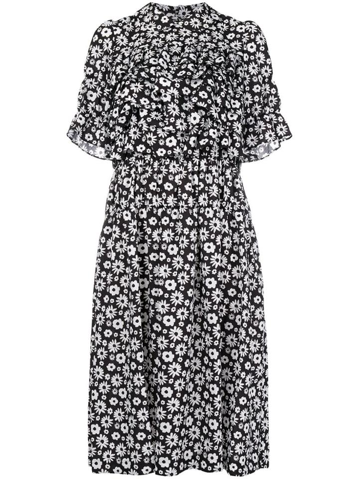 Comme Des Garçons Comme Des Garçons Floral Print Ruffled Dress - Black