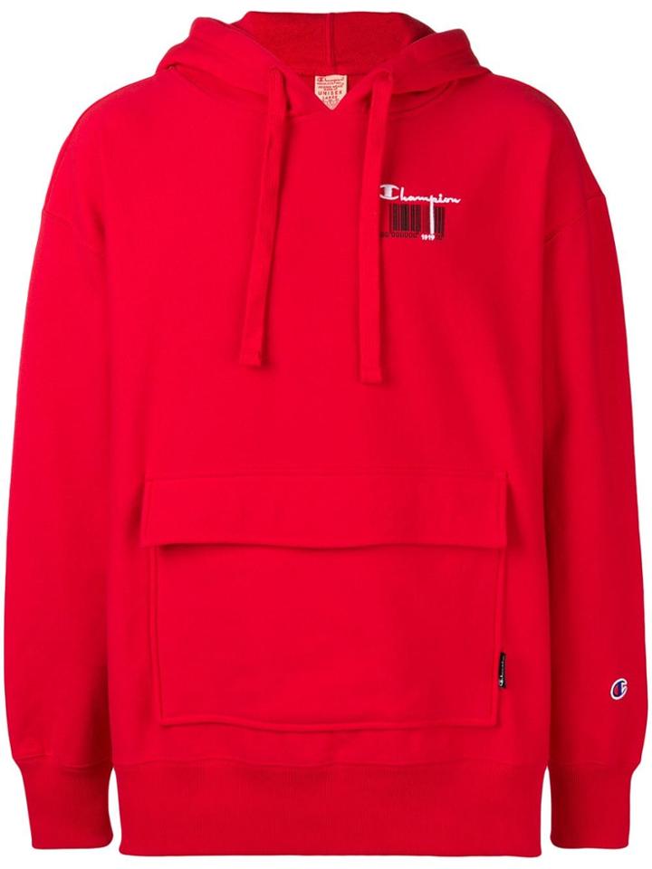Champion Barcode Print Hoodie - Red