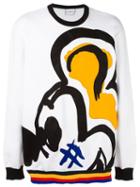 Iceberg Mickey Mouse Print Sweatshirt, Men's, Size: 4, White, Cotton/polyamide