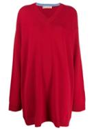 Marni V-neck Oversized Jumper - Red