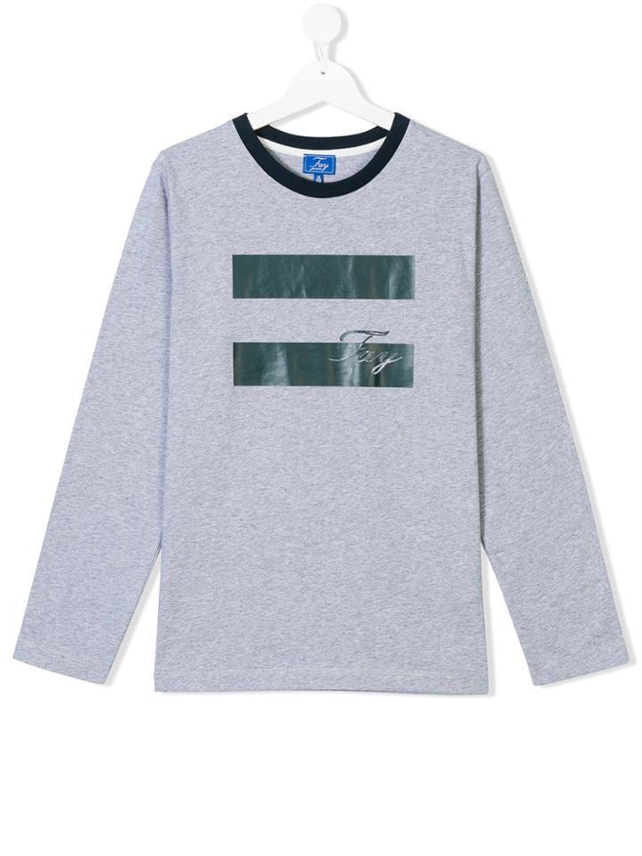 Fay Kids Long Sleeve Printed T-shirt - Grey