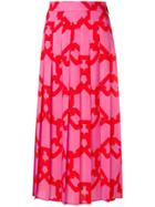 Msgm Chain Print Pleated Skirt - Red