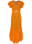 De La Vali New Polonia Ruffle Hem Dress - Orange