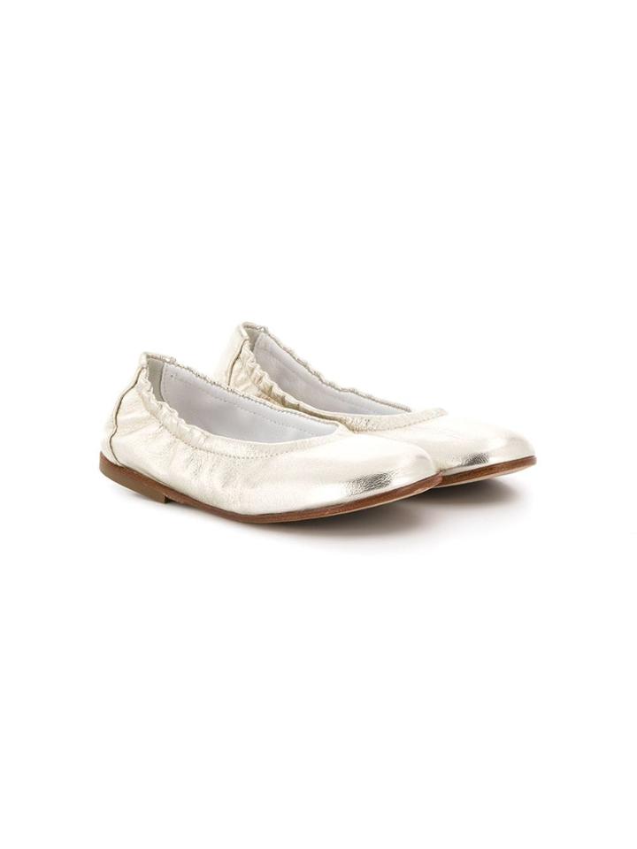 Montelpare Tradition Teen Round Toe Ballerina Pumps - Gold
