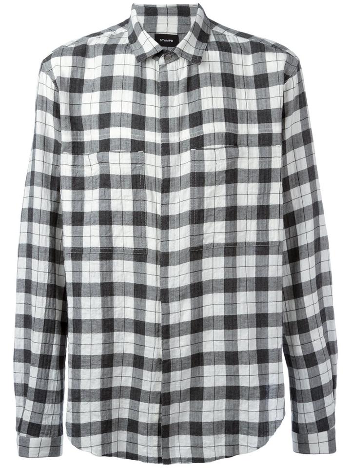 Stampd Checked Shirt, Men's, Size: Large, Grey, Cotton