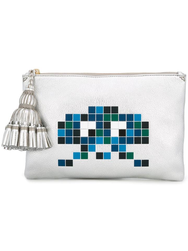 Anya Hindmarch 'space Invaders' Clutch - Metallic