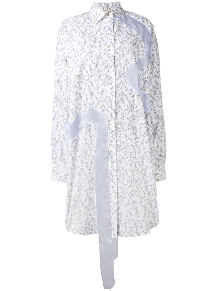 Natasha Zinko - Floral Printed Shirt Dress - Women - Silk/cotton/polyamide - 34, Pink/purple, Silk/cotton/polyamide