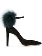 Jimmy Choo Black South 105 Fur Pumps