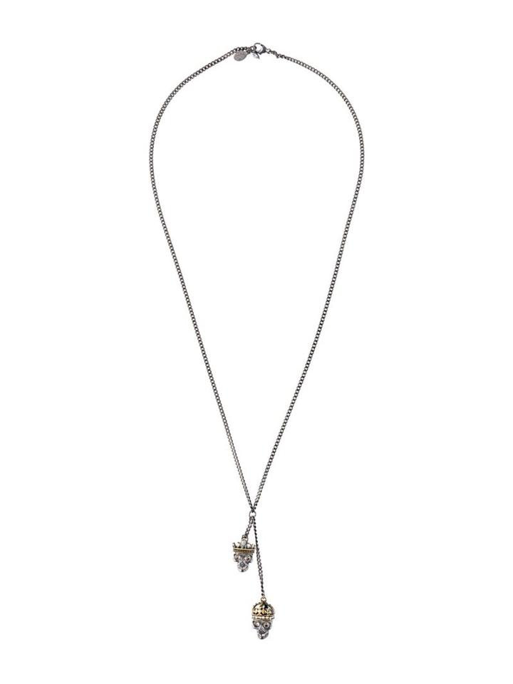 Alexander Mcqueen 'king And Queen' Pendant Necklace, Women's, Metallic