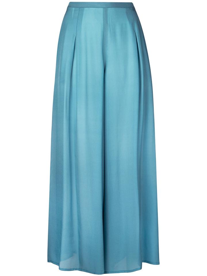 Paule Ka - Wide Leg Woven Trousers - Women - Silk - 44, Green, Silk