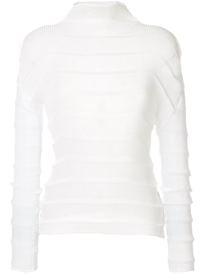 Issey Miyake Sheer Turtleneck Top - White