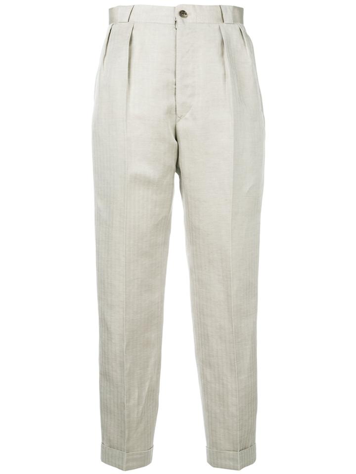 Maison Margiela High Rise Cropped Trousers - Nude & Neutrals