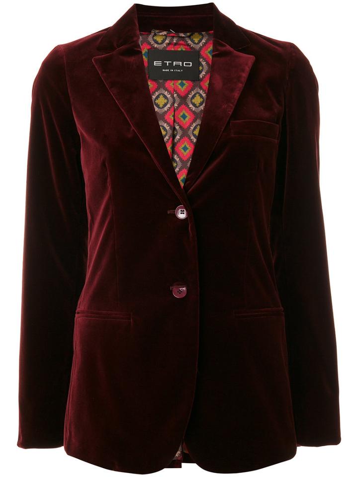 Etro - Velvet Blazer - Women - Cotton/spandex/elastane/viscose - 42, Red, Cotton/spandex/elastane/viscose