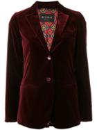 Etro - Velvet Blazer - Women - Cotton/spandex/elastane/viscose - 42, Red, Cotton/spandex/elastane/viscose