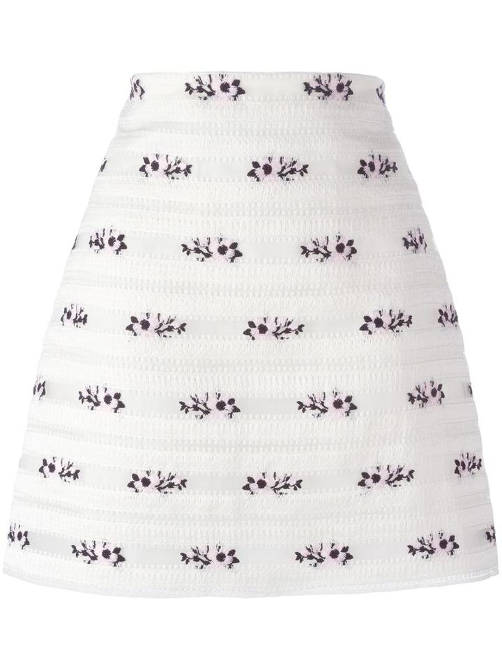 Giamba Embroidered A-line Skirt, Women's, Size: 42, White, Cotton/polyester