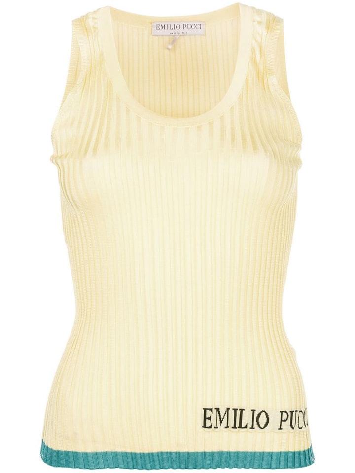 Emilio Pucci Colour-block Logo Ribbed Vest - Yellow