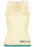 Emilio Pucci Colour-block Logo Ribbed Vest - Yellow