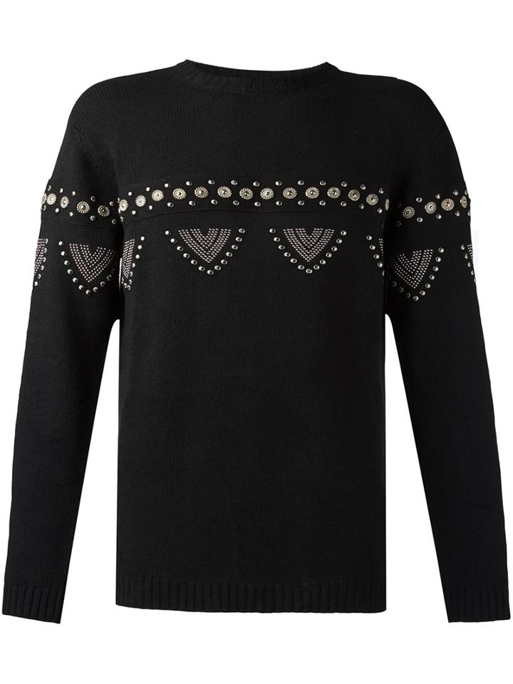Laneus Embellished Jumper, Men's, Size: 46, Black, Polyamide/viscose/aluminium/wool