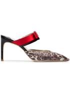 Sophia Webster Andie 85 Leopard Print Bow Mules - Red