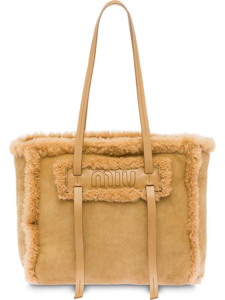 Miu Miu Shearling Tote Bag - Brown