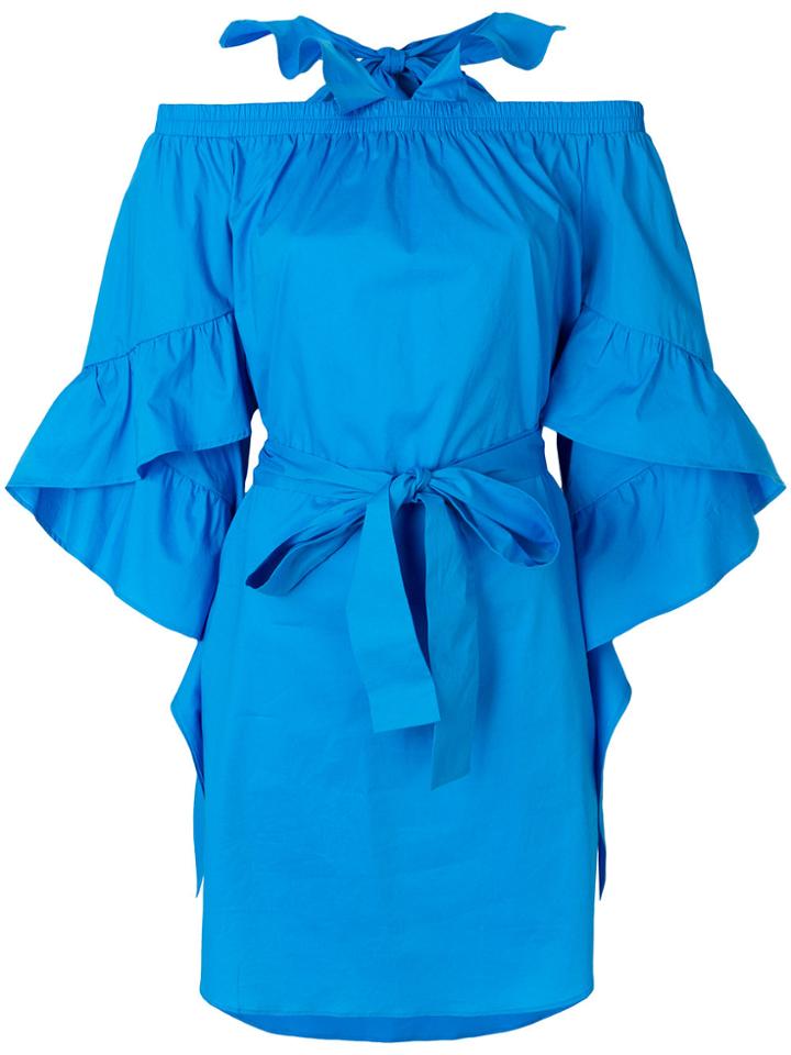 Isabelle Blanche Off-shoulder Ruffle Dress - Blue