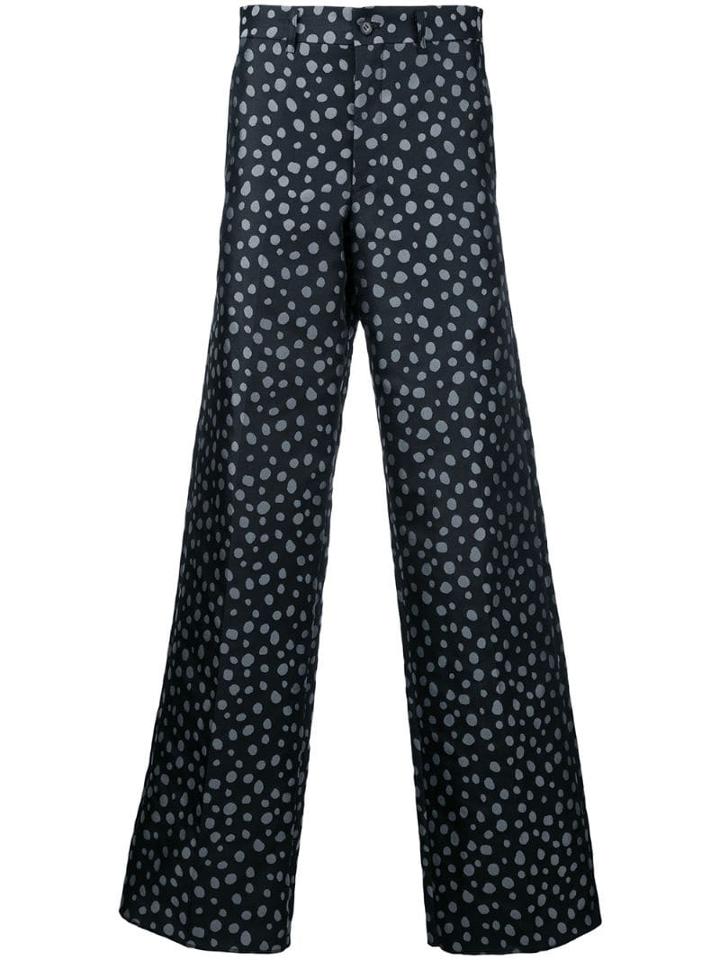 Comme Des Garçons Pre-owned Polka Dot Wide Leg Trousers - Blue