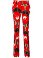 P.a.r.o.s.h. Straight Leg Floral Trousers - Red