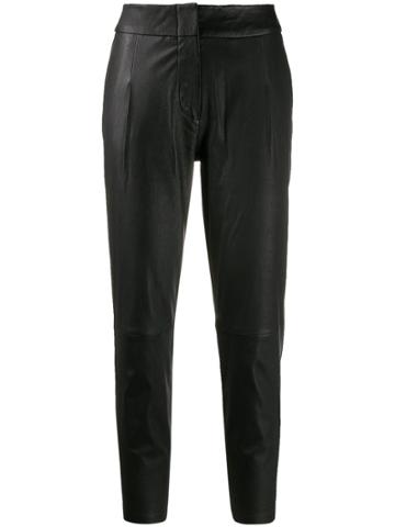Arma Tapered Leather Trousers - Black