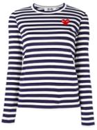 Comme Des Garçons Play Striped Longsleeved T-shirt, Women's, Size: Xs, Blue, Cotton