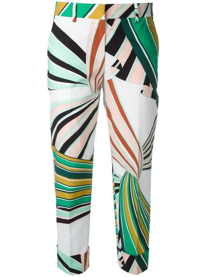Emilio Pucci Straight Cropped Trousers, Women's, Size: 44, Cotton/spandex/elastane/acetate/viscose