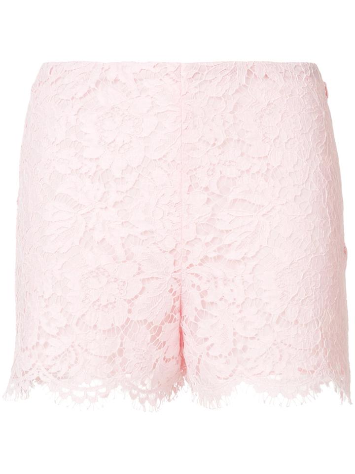 Valentino High-waisted Lace Shorts - Pink & Purple