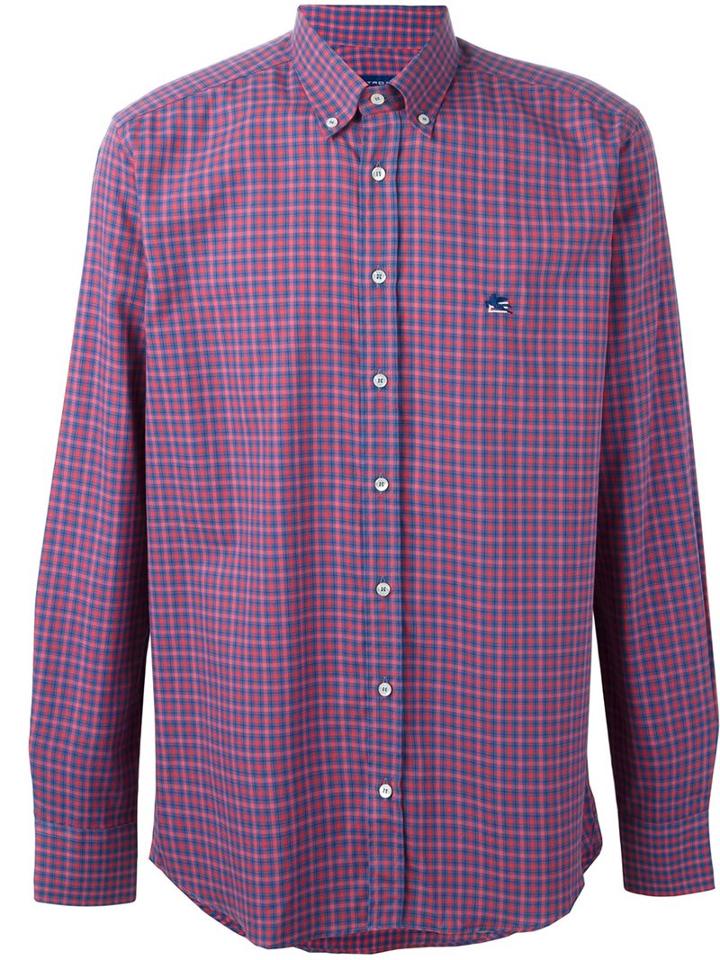 Etro Plaid Shirt, Men's, Size: 40, Red, Cotton