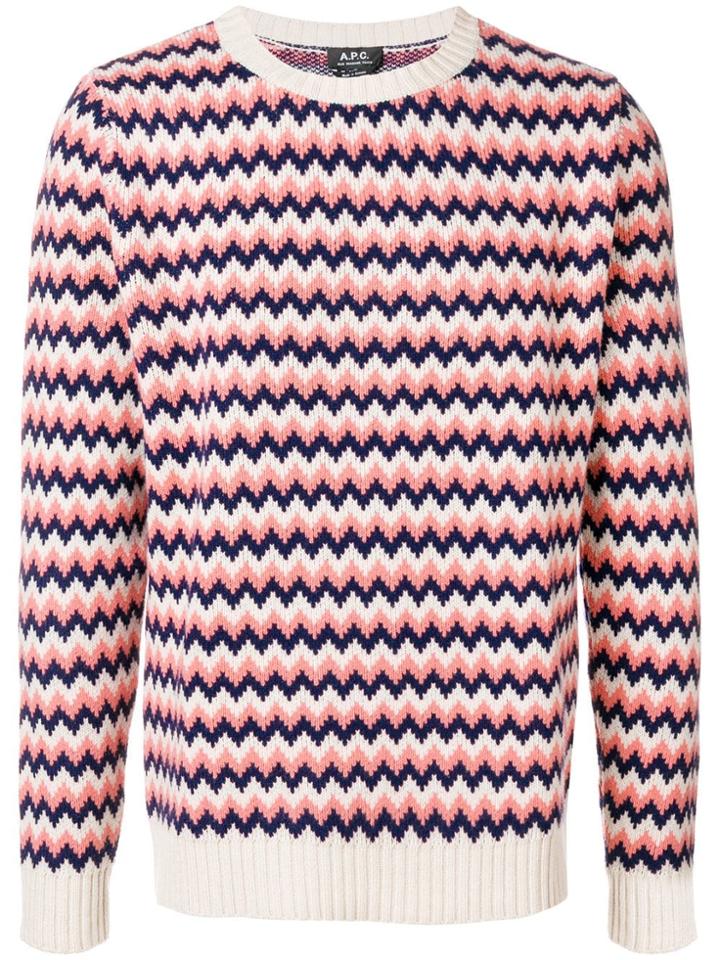 A.p.c. Zig-zag Knit Sweater - Neutrals
