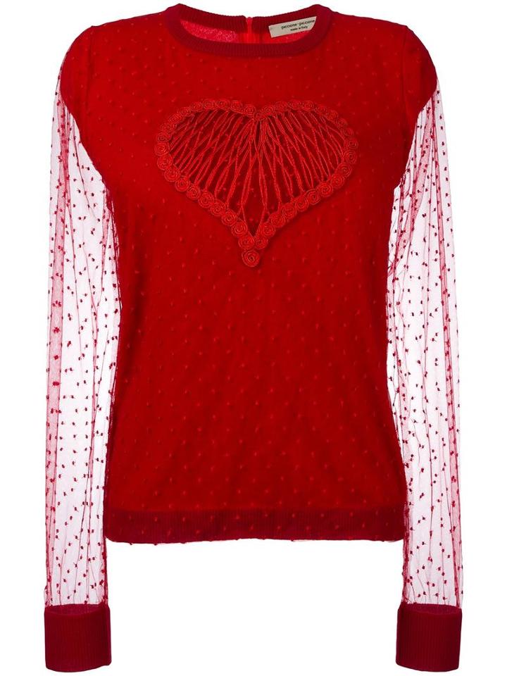 Piccione. Piccione Heart Jumper, Women's, Size: 44, Red, Wool/viscose/polyamide/polyester