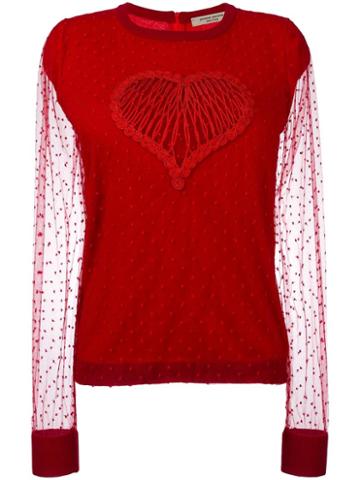 Piccione. Piccione Heart Jumper, Women's, Size: 44, Red, Wool/viscose/polyamide/polyester