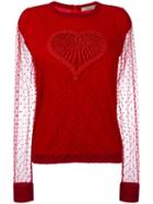 Piccione. Piccione Heart Jumper, Women's, Size: 44, Red, Wool/viscose/polyamide/polyester