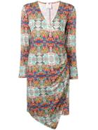 Ultràchic Kitten Pattern Wrap Dress - Blue