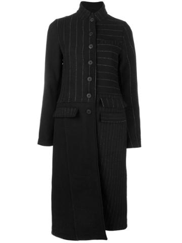 Pal Offner Pinstripe Buttoned Coat, Women's, Size: 2, Black, Cotton/polyamide/wool
