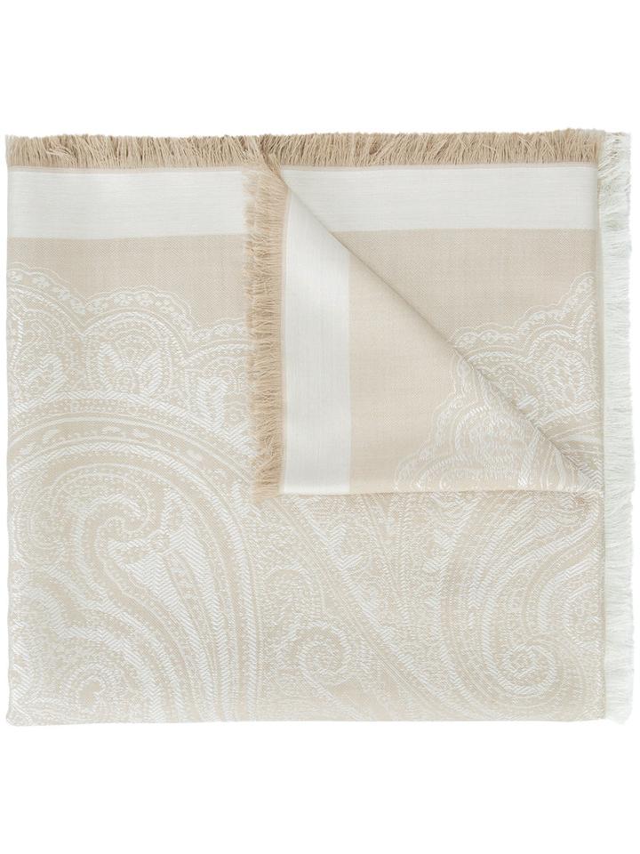 Etro Frayed Scarf, Women's, Nude/neutrals, Silk/wool