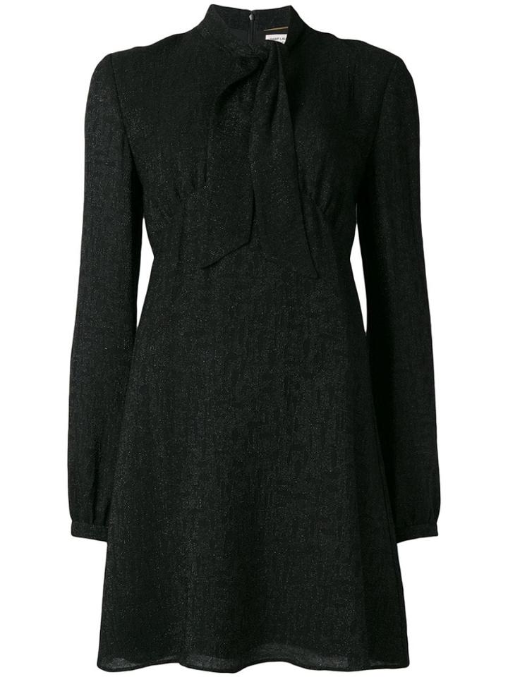 Saint Laurent Tie Neck Mini Dress - Black