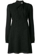 Saint Laurent Tie Neck Mini Dress - Black