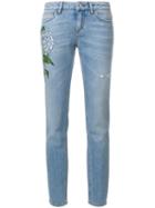 Dolce & Gabbana - Floral Patch Straight-leg Jeans - Women - Cotton - 38, Blue, Cotton