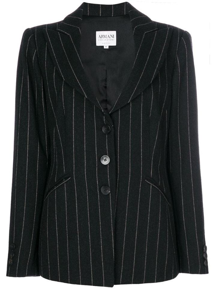 Giorgio Armani Pre-owned Pinstriped Blazer - Black