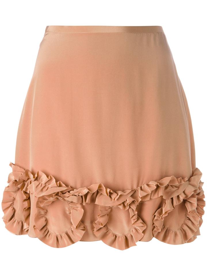 See By Chloé - Ruffled Mini Skirt - Women - Silk/viscose - 36, Women's, Pink/purple, Silk/viscose