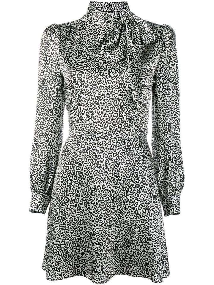 Saint Laurent Leopard Print Dress, Women's, Size: 40, Black, Silk