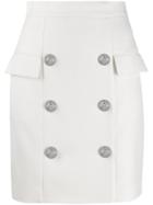 Balmain Embossed Buttons Mini Skirt - White